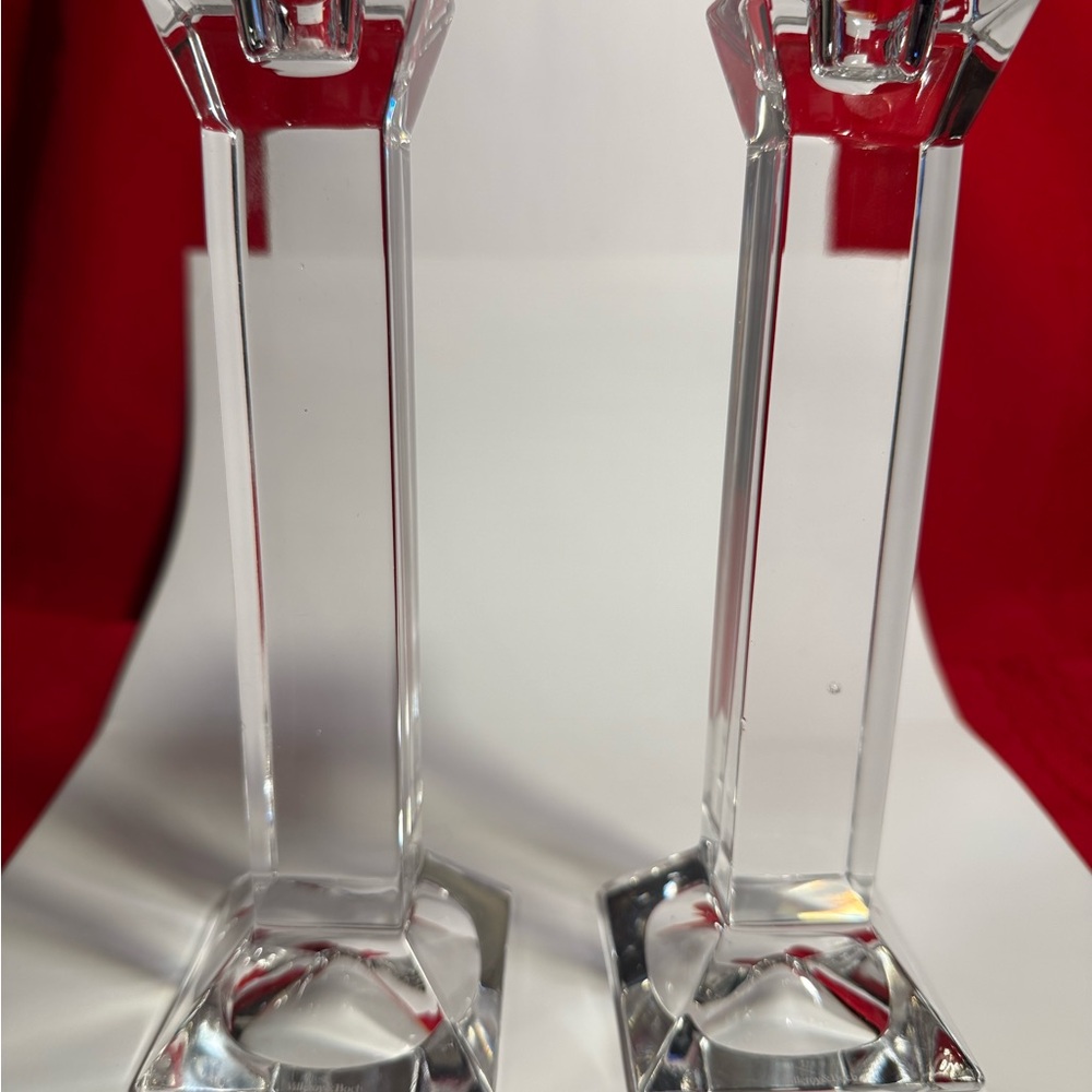 Pair of 7.75” Lead Crystal Villeroy & Boch Candlestick Holders